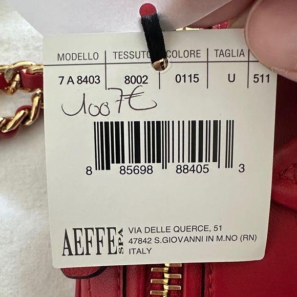 Moschino Red Leather Biker Jacket Clutch with Gold Chain - Picture 8 of 8